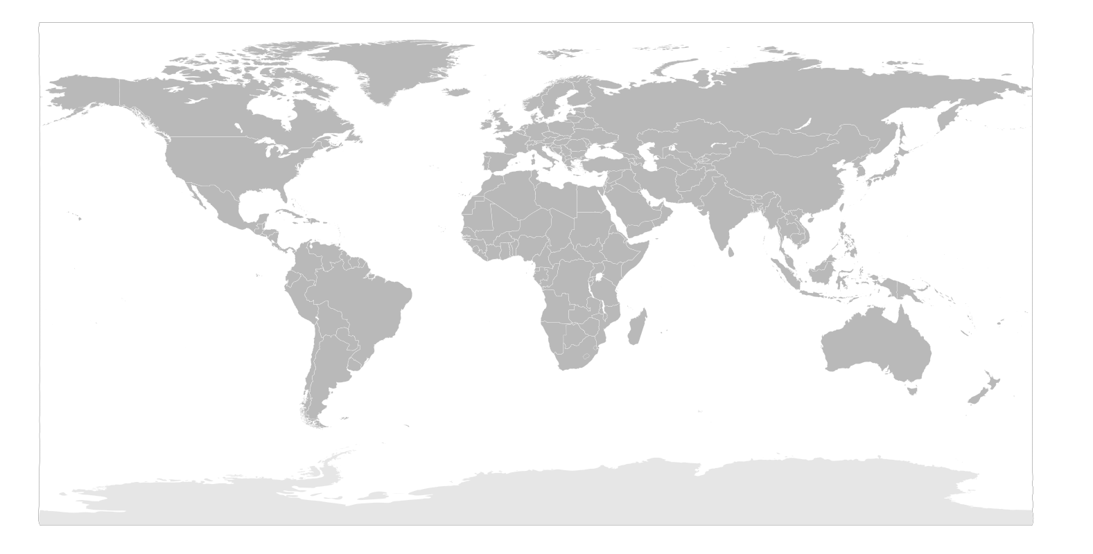 Real equirectangular world map marking RyderTex's export markets, container-loaded from Changshu.